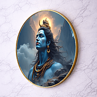 Shiva crystal clear resin coated with stone work round photo frame