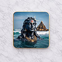 Lord Shiva crystal clear resin coated with stone work photo frame