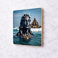 Lord Shiva crystal clear resin coated with stone work photo frame
