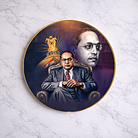 Dr. B. R. Ambedkar crystal clear resin coated with stone work round photo frame