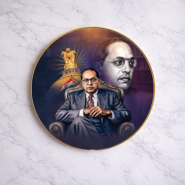 Dr. B. R. Ambedkar crystal clear resin coated with stone work round photo frame