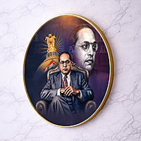Dr. B. R. Ambedkar crystal clear resin coated with stone work round photo frame