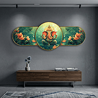 Elegant Ganesh crystal clear resin coated with stone work photo frame