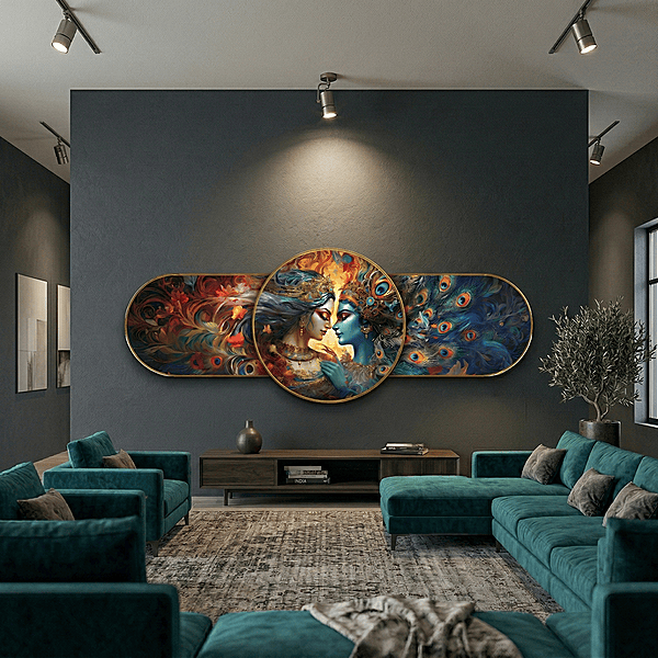 Elegant Radha Krishna crystal clear resin coated with stone work photo frame