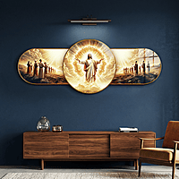 Elegant Jesus crystal clear resin coated with stone work photo frame