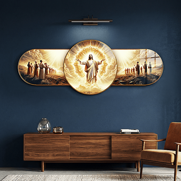 Elegant Jesus crystal clear resin coated with stone work photo frame