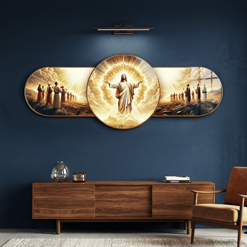 Elegant Jesus crystal clear resin coated with stone work photo frame