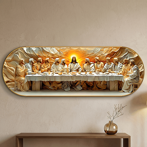 Last Supper crystal clear resin coated with stone work photo frame