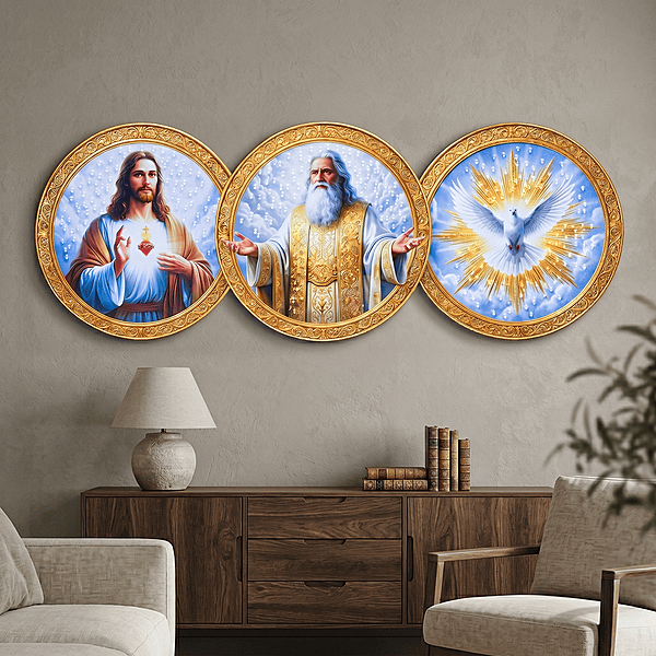 Holy Trinity crystal clear resin coated with stone work photo frame