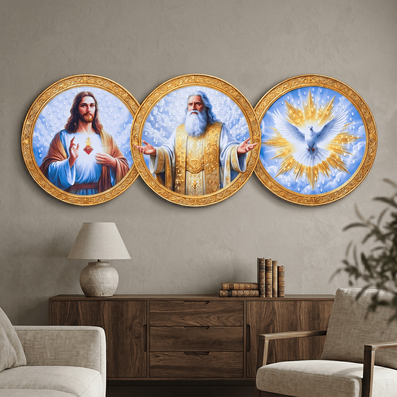 Holy Trinity crystal clear resin coated with stone work photo frame