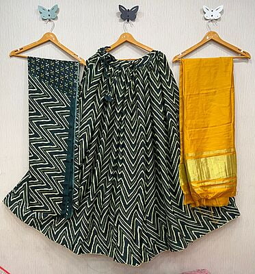 Crepe Gajji Silk Lehenga-Mustard