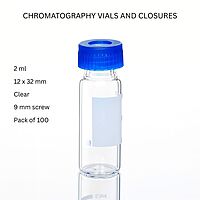 CHROMATOGRAPHY VIALS AND CLOSURES - 2 ml, 12 x 32 mm, Clear , 9 mm screw (Pk. of 100)