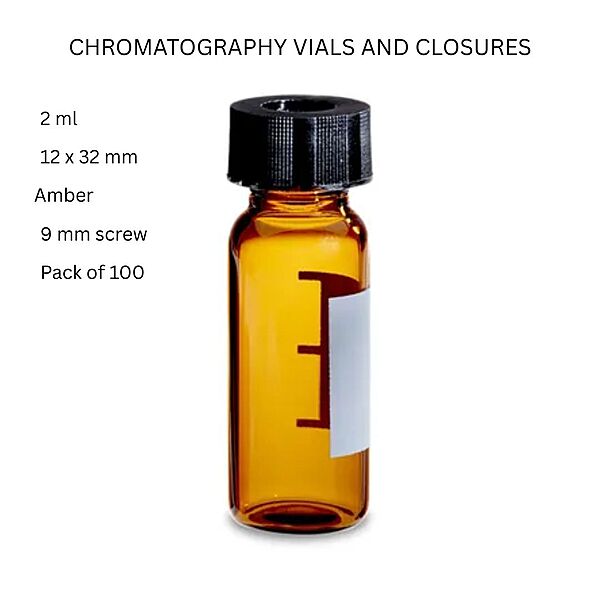 CHROMATOGRAPHY VIALS AND CLOSURES - Vials only 2 ml, 12x32 mm, 9 mm Screw (Pk. of 100)