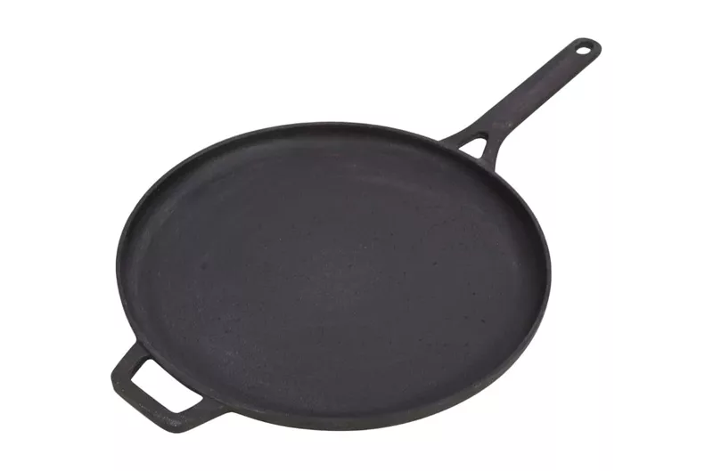 Onions Cast Iron Flat Tawa for Dosa, Roti & Paratha, Pre-Seasoned, Heavy Duty,
