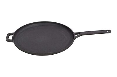 Onions Cast Iron Flat Tawa for Dosa, Roti & Paratha, Pre-Seasoned, Heavy Duty,