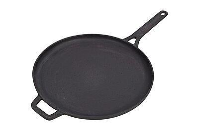 Onions Cast Iron Flat Tawa for Dosa, Roti & Paratha, Pre-Seasoned, Heavy Duty,
