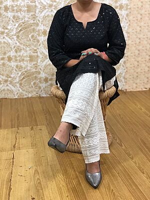 Chikan Kurti Chikan Palazzo Set-Black