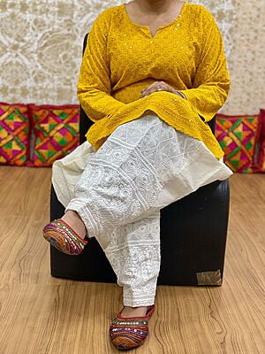 Chikan Kurti Chikan Salwar-Mustard Chikan Kurti Chikan Salwar-Mustard
