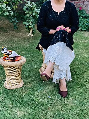 Chikan Kurti Cutwork Mastani Set-Black