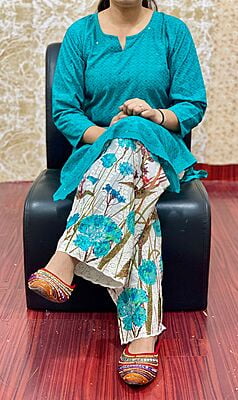 Chikan Kurti Digital Palazzo Set-Rama