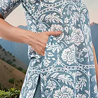 Women's Grey Pure Cotton Straight Embroidered Chikankari Salwar Suit Set