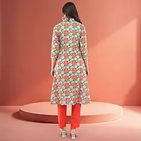 Women's Multicolor Chinon Straight Calf Length Floral Embroidered Salwar Suit Set