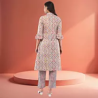 Women Multicolor Cotton Blend Straight Calf Length Geometric Embroidered