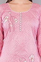 Cotton Salwar Suit Set with Printed Kurta, Pant and Dupatta, Pink