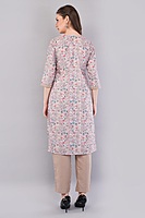 Cotton Chikan Work Salwar Suit Set, Floral Embroidery, Lilac Grey with Matching Dupatta