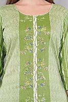 Cotton Salwar Kameez Suit Set, Green Printed, 3-Piece with Floral Dupatta