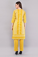 Cotton Salwar Suit with Floral Dupatta, Yellow Printed Dress Set, Traditional Indian Ethnic Wear
