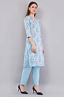 Floral Cotton Salwar Kameez with Dupatta, 3-Piece Traditional Indian Dress Set