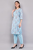 Floral Cotton Salwar Kameez with Dupatta, 3-Piece Traditional Indian Dress Set