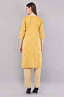 Traditional Cotton Salwar Kameez with Dupatta, Yellow Printed, 3-Piece Ethnic Set
