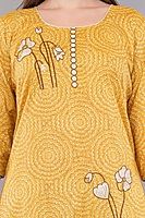 Traditional Cotton Salwar Kameez with Dupatta, Yellow Printed, 3-Piece Ethnic Set