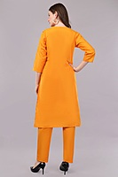Cotton Salwar Suit with Dupatta, Orange, Embroidered, 3/4 Sleeve