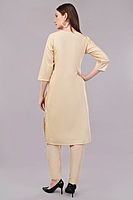 Women's Cream Embroidered Salwar Suit Set with Dupatta, 3/4 Sleeve Kurta, Traditional Ethnic Wear