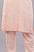 Peach Embroidered Cotton Salwar Suit Set, 3-Piece Traditional Dress with Dupatta