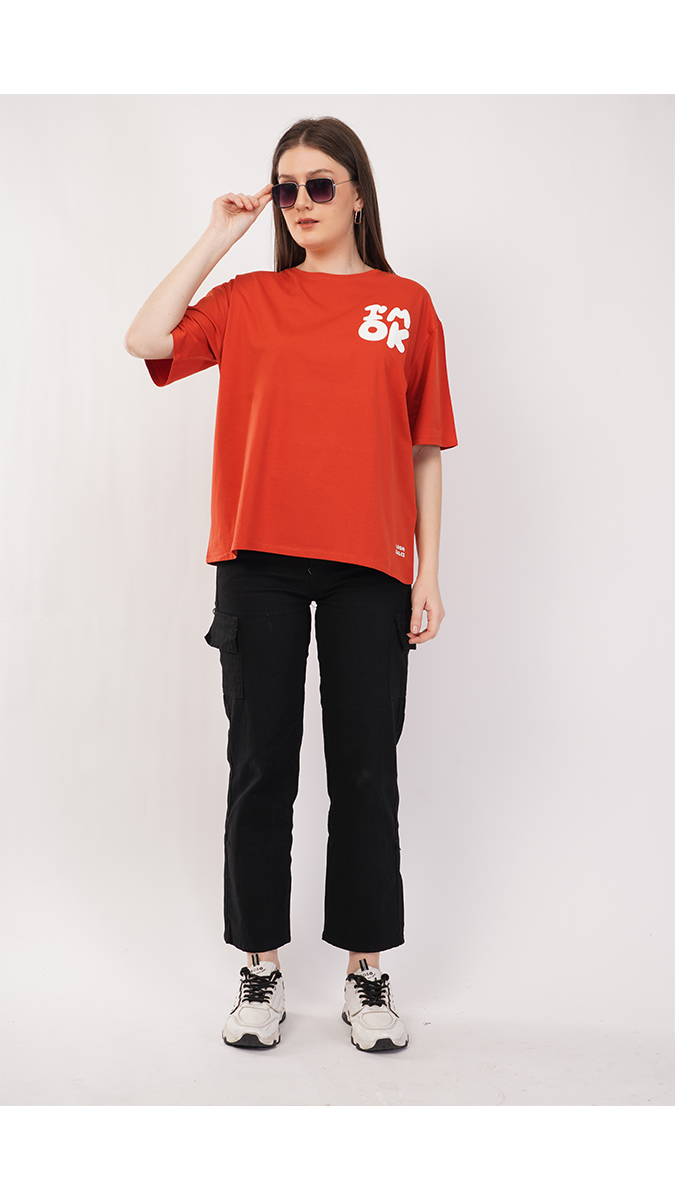 Trendy Brick Color Women's Loose Fit T-Shirt – Lycra 180 GSM | S, M, L Trendy Brick Color Women's Loose Fit T-Shirt – Lycra 180 GSM | S, M, L