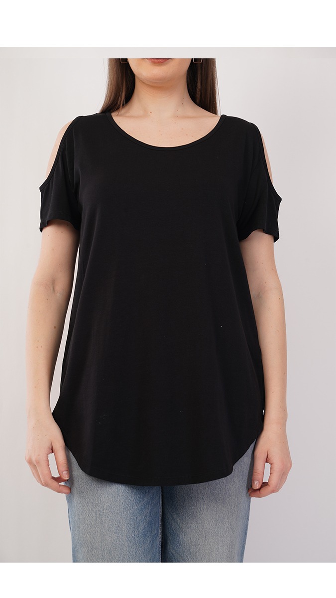 tylish Black Women's Cold Shoulder Top – Lycra 180 GSM | S, M, L