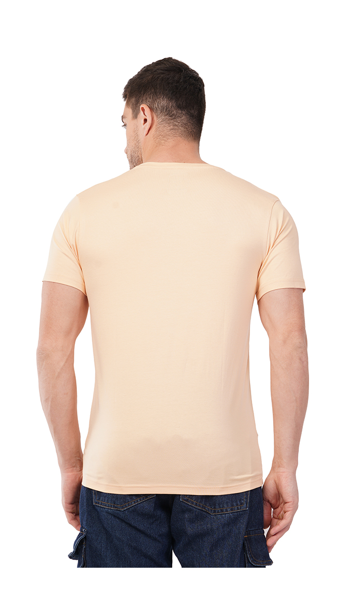 Men's Ivory Round Neck Slim Fit Printed T-Shirt – Lycra 180 GSM | S, M, L