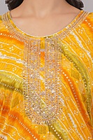 Traditional Bandhani Print Salwar Suit Set, Yellow Orange, Embroidered, 3/4 Sleeve with Dupatta