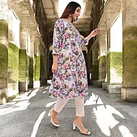 Women Cotton Floral Print Salwar Suit, 3/4 Sleeve Kurta with Pants