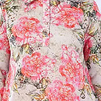 Women Cotton Salwar Suit Set, Pink Floral Print Kurta with Dupatta