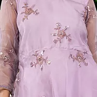 Women Embroidered Purple Salwar Suit Set with Dupatta