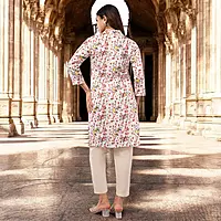 Women Cotton Salwar Suit, Floral Print Tunic with Pants