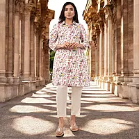 Women Cotton Salwar Suit, Floral Print Tunic with Pants