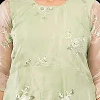 Women Light Green Embroidered Anarkali Kurta with Pants