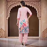 Women's Cotton Salwar Suit Set, Pink, Floral Print, with Dupatta