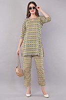 Women's Printed Co-ord Set with Tunic and Pants, Multicoloured